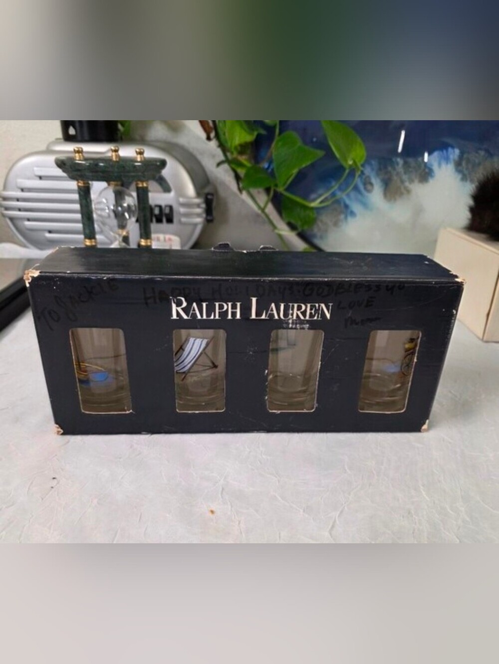Ralph Lauren Cary Collection Shot Glasses, Lot Of 4, Vintage DAMAGED BOX.